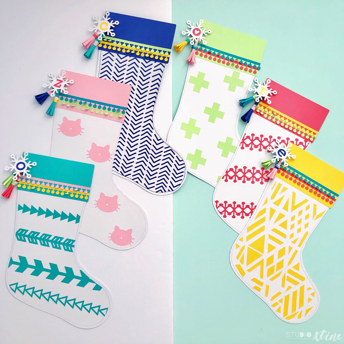 DIY Bright and Colorful Paper Christmas Stockings – Studio Xtine